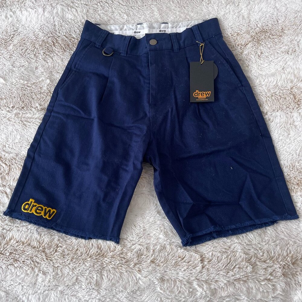 Drew House Stretch Twill Pleated Short in Navy size 28